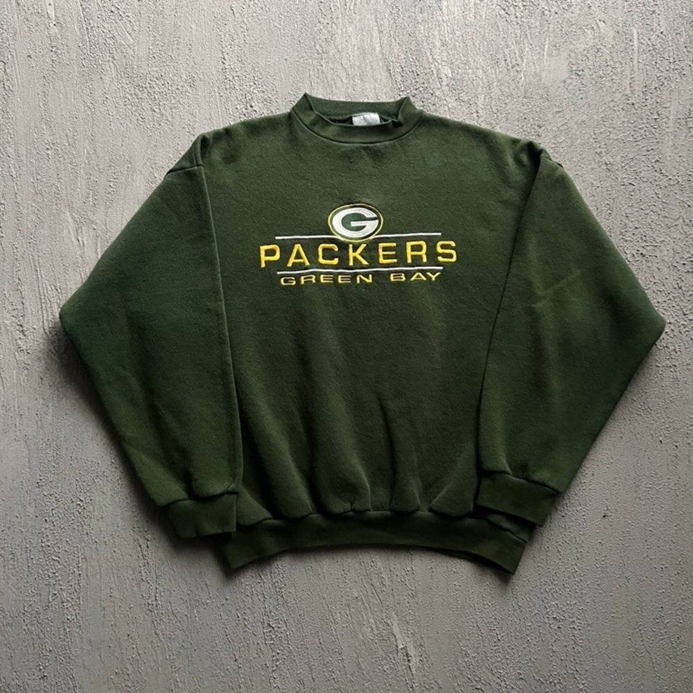 Vintage Green Bay Packers Sweatshirt XL Green 1990s NFL Logo 7